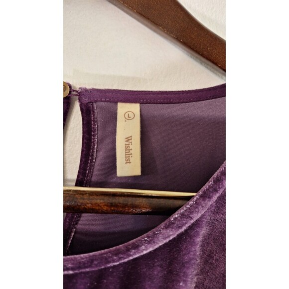 WISHLIST Purple Velour Roll Sleeve Top Women Large Boho Coquette Hippie Casual - Picture 3 of 8